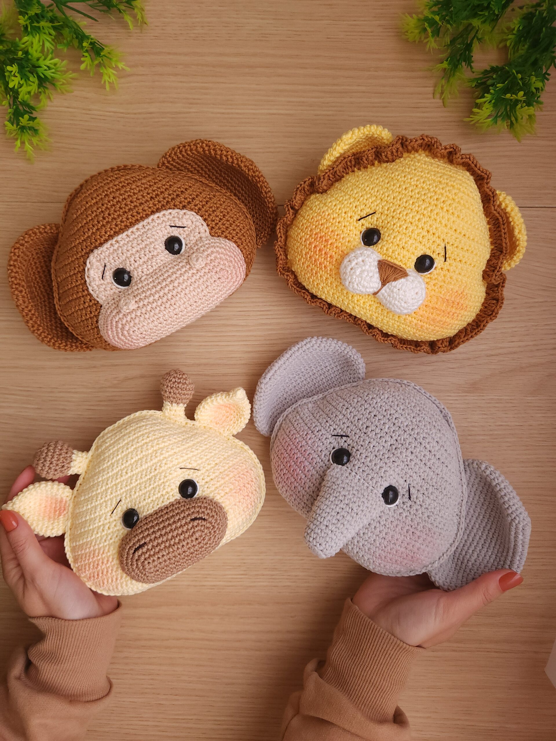 Pack com 4 Almofadas Safari em Amigurumi