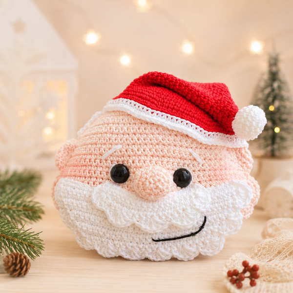 Almofada de crochê Papai Noel